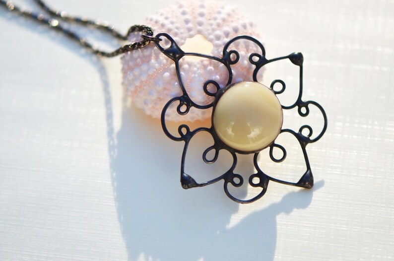 Necklace Stained Glass Jewelry Amber Pendant Beige Celtic Etsy UK