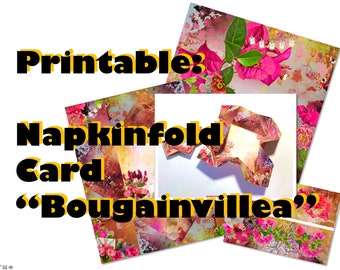 Printable #4: Patterned Paper Template Series - Napkin Fold Card "Bougainvillea"