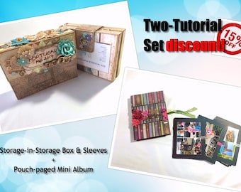 15% off Tutorial SET: bundles tutorials #25 and #32 (Pouch-Paged Mini Album + Storage in Storage box & sleeves)