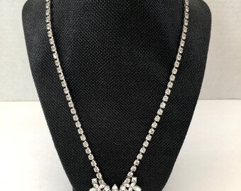 Vintage Signed Monet Rhinestone Lariat Necklace
