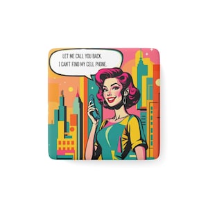 Retro Phone Magnet, Vintage Art Magnet, Fun Home Decor, Kitchen Magnet, Gift Idea for Friends, Quirky Fridge Magnet