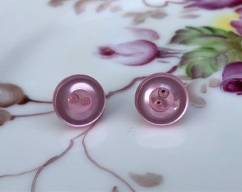 Handmade Vintage Button Earrings- Pink Button Earrings- Button Stud Earrings