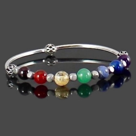 7 Chakra Bracelet for Women Chakra Balancing Jewelry Stretch Etsy