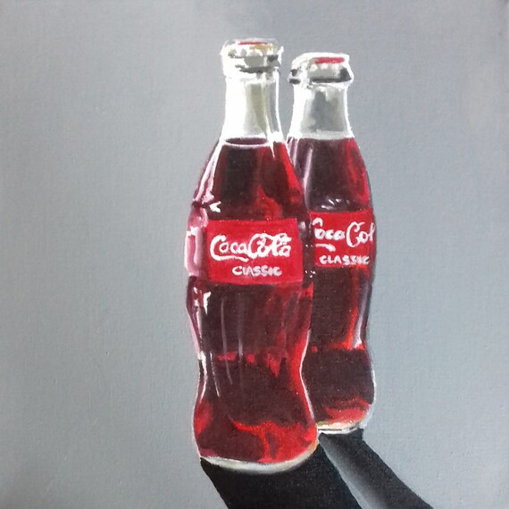 Painting Coca Cola Bottles Coca Cola Art Kitchen Etsy