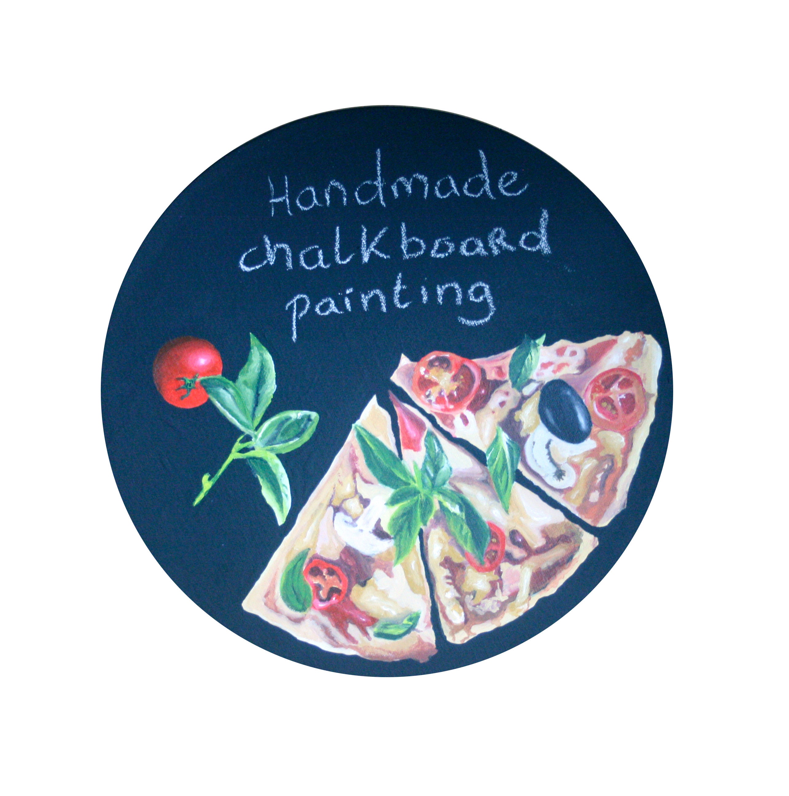 Round chalkboard painting Pizza Pizza art Etsy