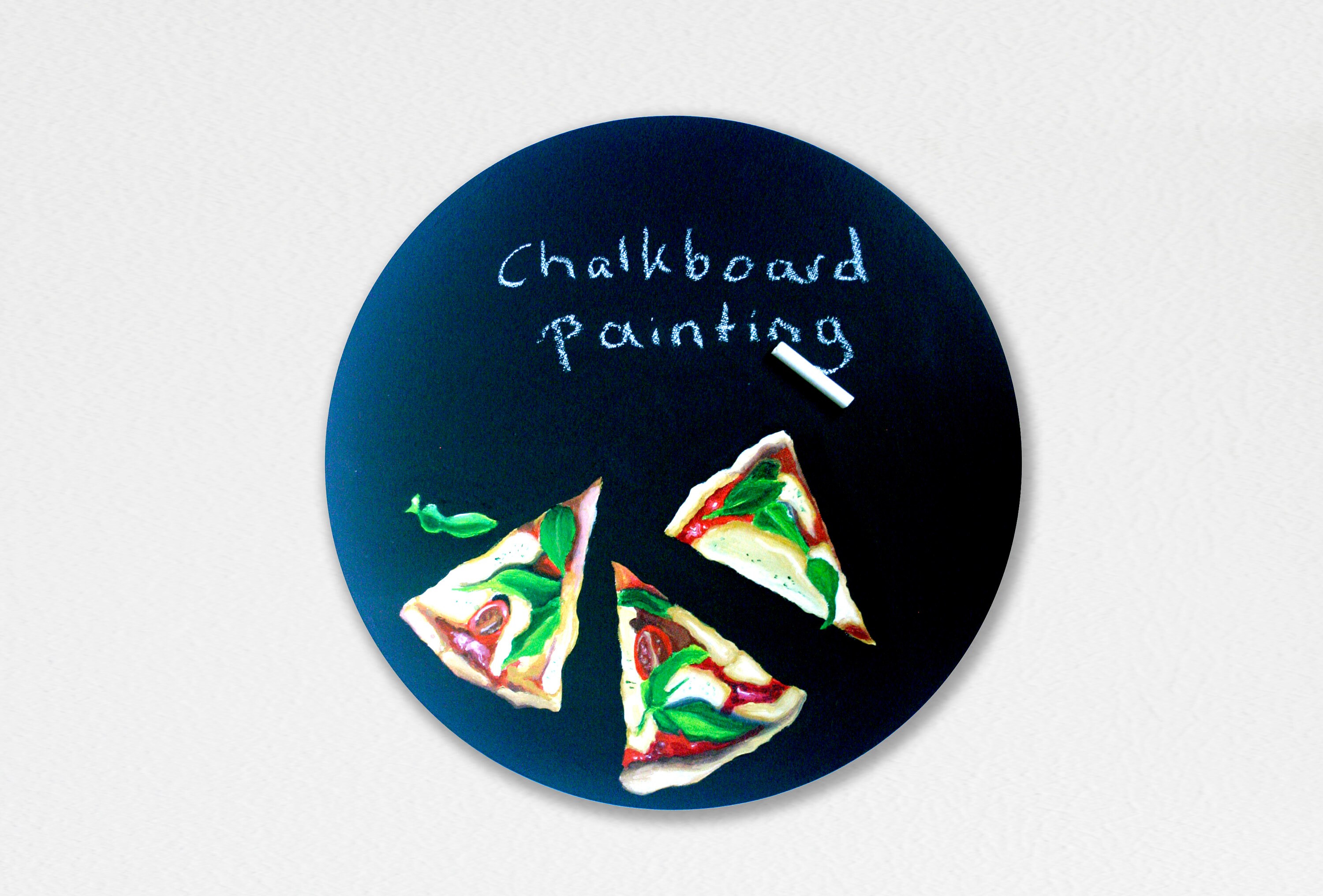 Round Chalkboard Painting Pizza Slices Etsy UK