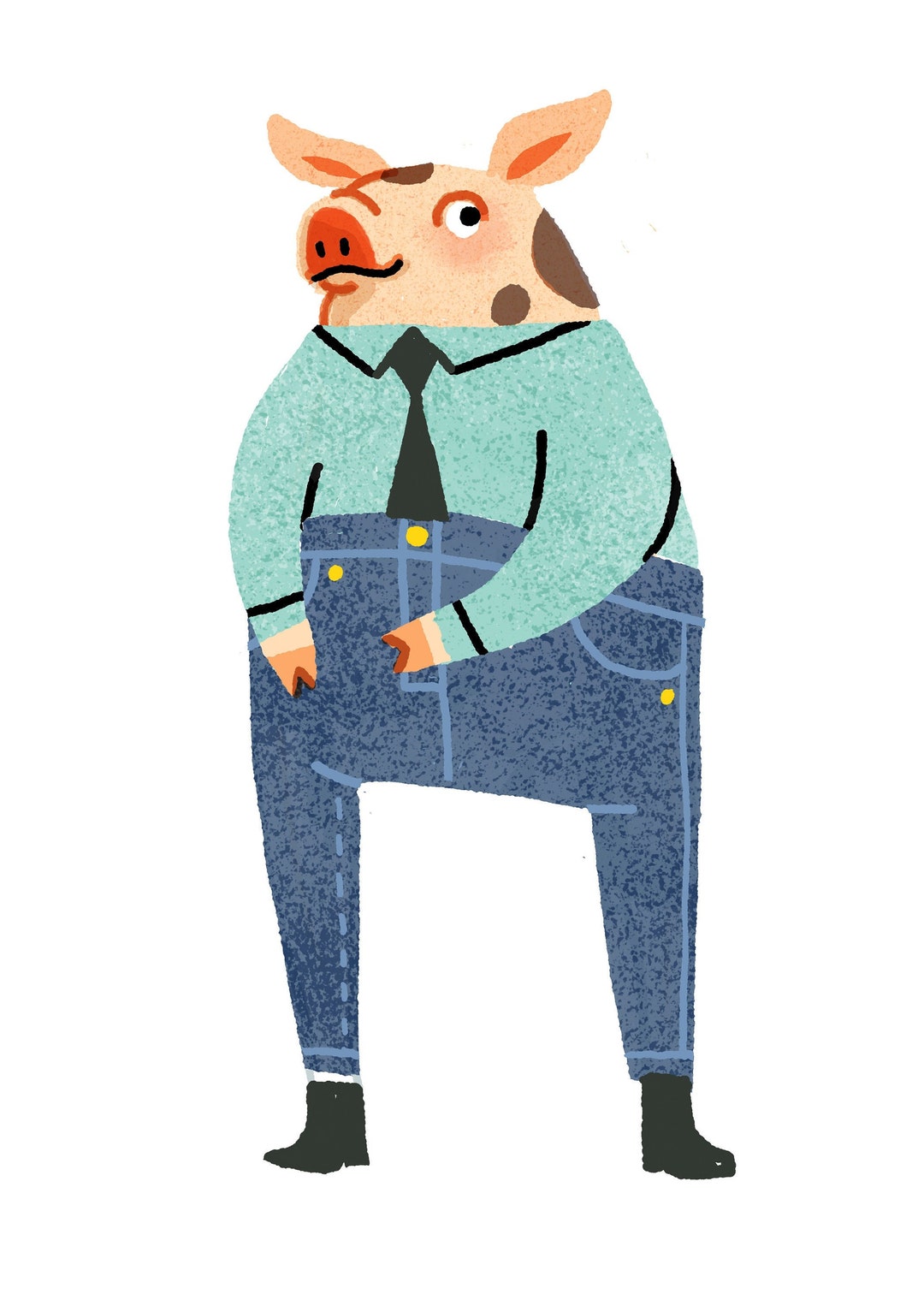 Pig in Jeans Etsy