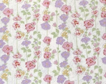 Heritage White & Pink Purple Floral Print Double Full Size Fitted Bed Sheet