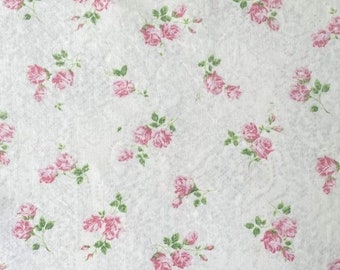 Dan River Dantrel White & Pink Rose Floral Print Double Full Size Fitted Bed Sheet