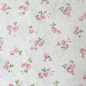 Dan River Dantrel White & Pink Rose Floral Print Double Full Size Fitted Bed Sheet