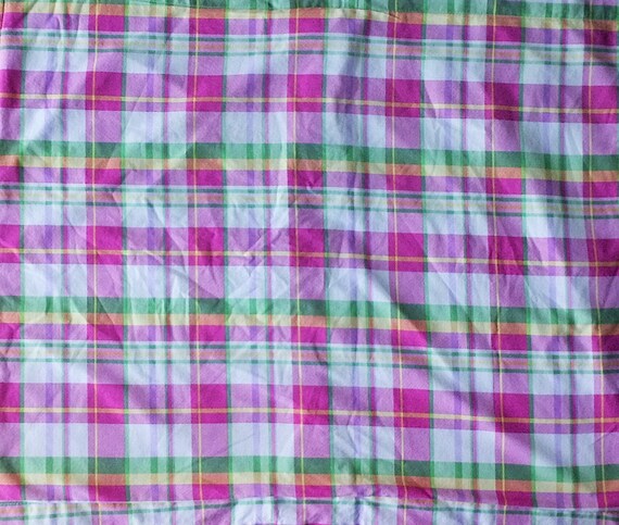 Tommy Hilfiger Pink Yellow Green White Plaid Pillow Sham Etsy