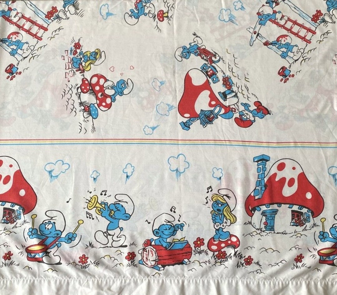 Esmond Smurf Character White Blue Red Print Twin Single Size Flat Bed ...