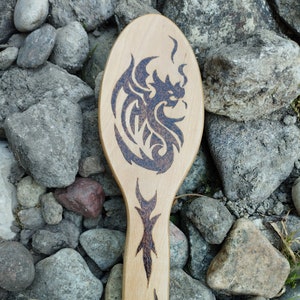 Holzgebrannte Haarbürste Pyrographie Drache Geschenk