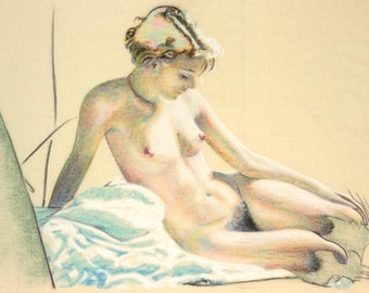 Lee Miller photographed by Man Ray, hand drawn charcoal and pastel