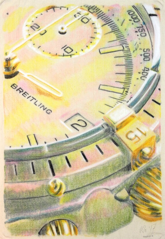 Original One Off Drawing Of Part Of A Breitling Watch Face Etsy Original One Off Drawing Of Part Of A Breitling Watch Face Etsy