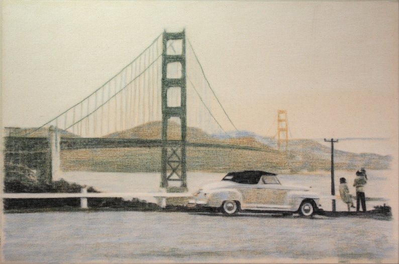 Drawing Of the Golden Gate Bridge from Fort Point, San Francisco. image 1