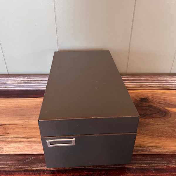 Mid Century Industrial Retro Gray Metal Office File Storage Box