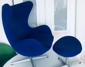 Arne Jacobsen for Fritz Hansen Vintage Egg Chair Ottoman Mid Century Modern Danish