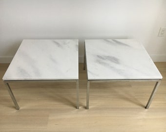 Florence Knoll Marble End / Side Tables Pair Mid Century Modern