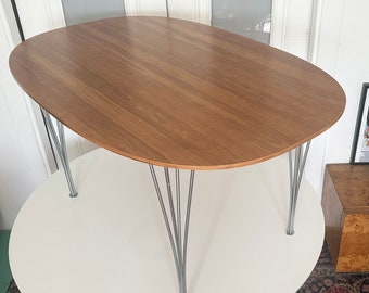 Piet Hein + Arne Jacobsen for Fritz Hansen Super-Elliptical Dining Table Danish Mid Century Modern