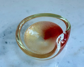 Jaren 50 Barbini Murano kunstglas bladgoud schaal halverwege de eeuw modern Italië