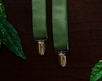 Green Linen Suspenders | Fashionable Men's Suspenders