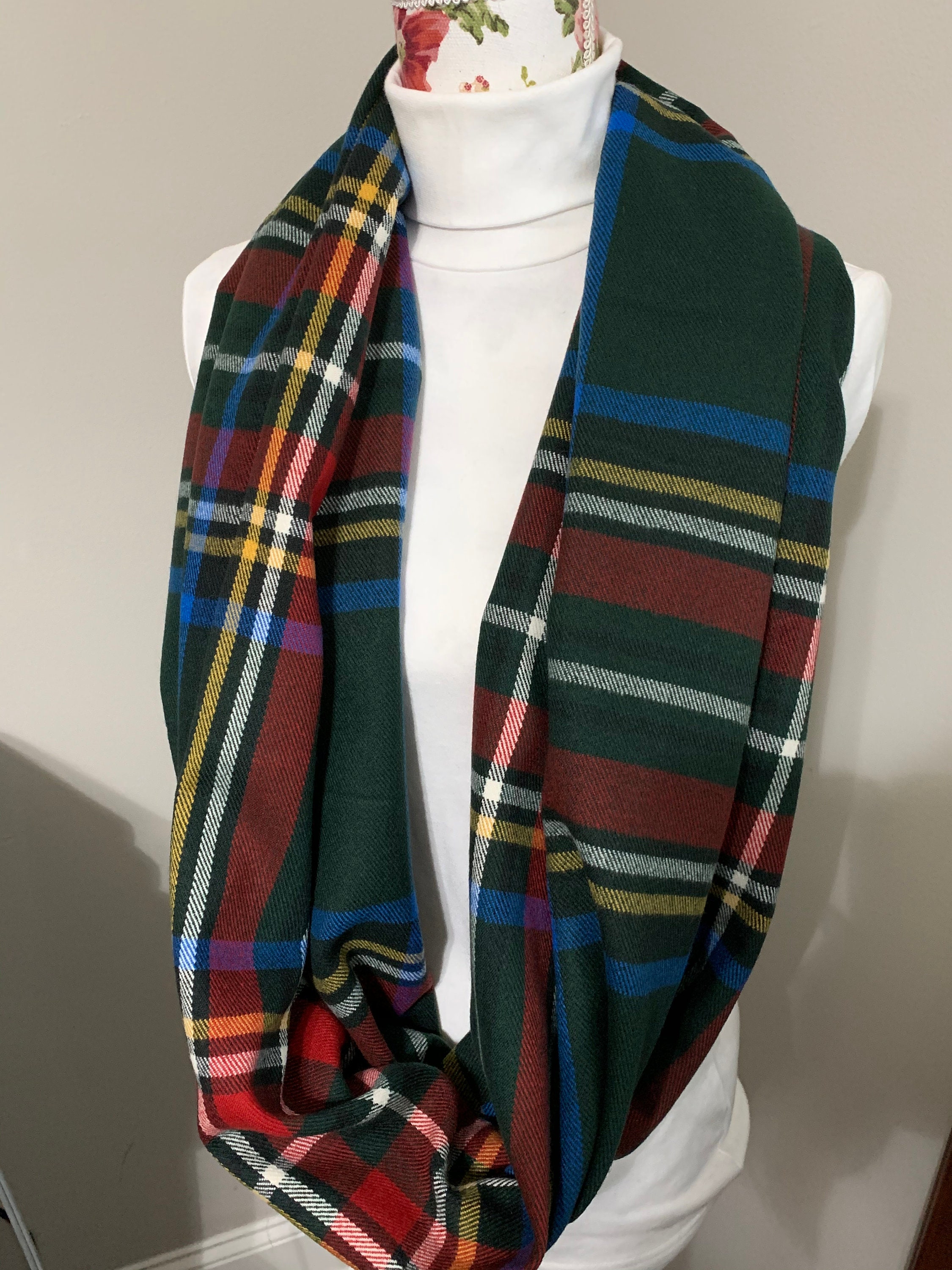 green and red tartan scarf