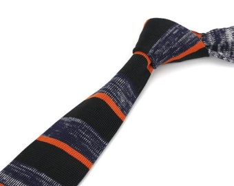 Navy Blue and Pink Knitted Necktie