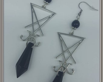 Seal of Lucifer, Sigil of Lucifer, Earrings, Earrings, Pearls