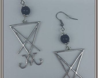 Seal of Lucifer, Sigil of lucifer, earrings, earrings, pearls