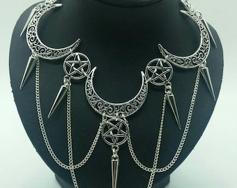 Halskette Luzina Pentagramm Mond
