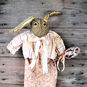 NEW! Primitive Rosie -Brown Bunny with Egg Ornament