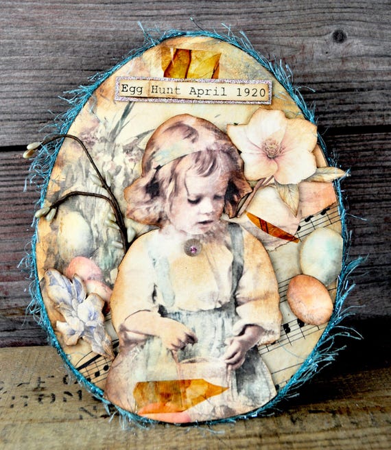 NEW! OOAK Primitive Easter Egg Collage