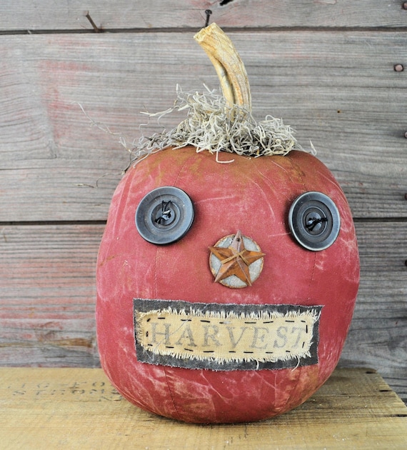 Prim One-of-a-kind Harvest Red Jack-O-Lantern