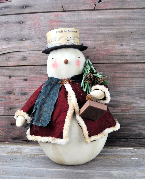 NEW! Primitive Snowman "Clarence" with Tree