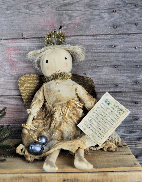 Primitive Christmas Angel with Bells