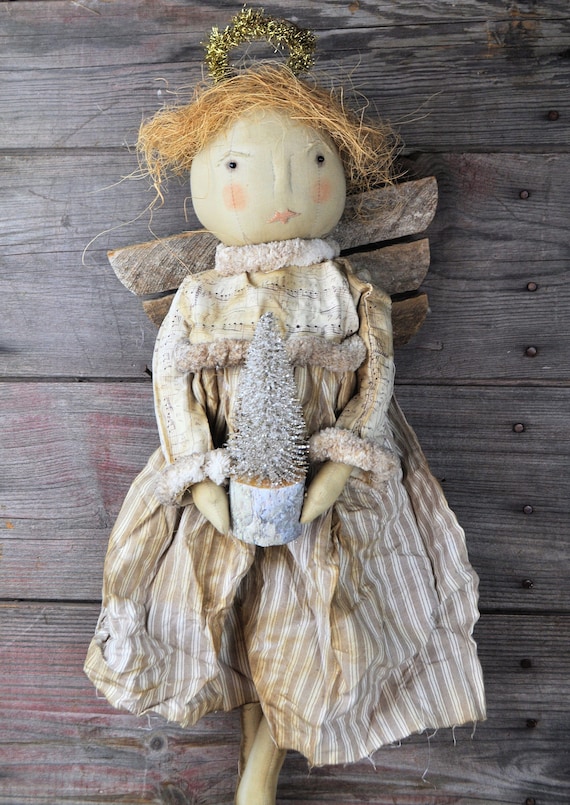 Primitive Winter Angel with Tree