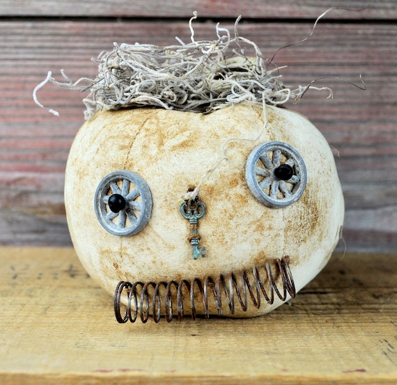Prim One-of-a-kind Mini Antique White Jack-O-Lantern