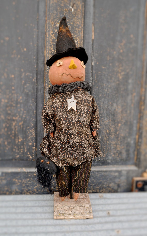 Primitive Pumpkin Doll with Spider