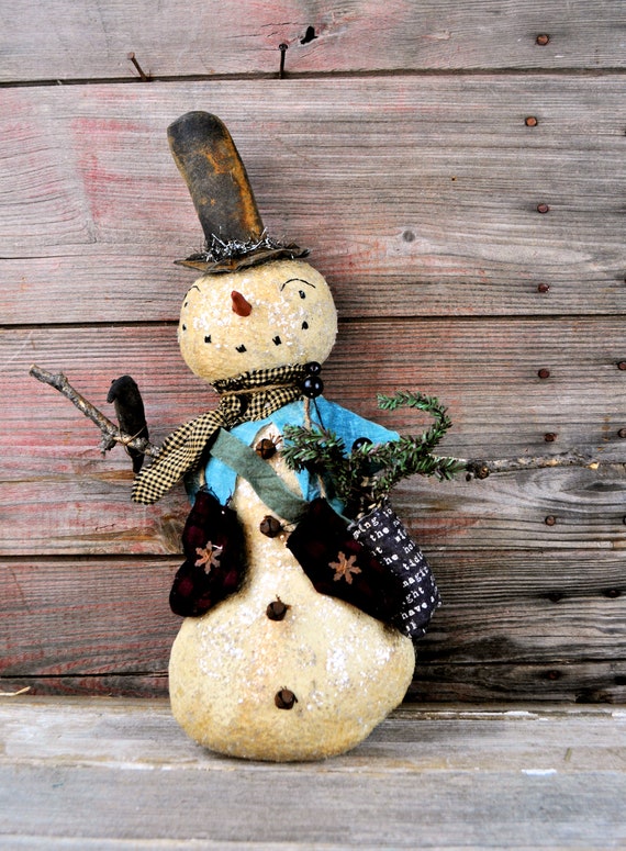 Primitive 18" Snowman with Crow