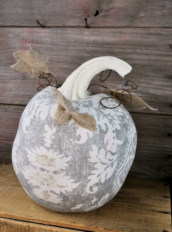 Farmhouse Style One-of-a-kind Gray & Taupe Pumpkin