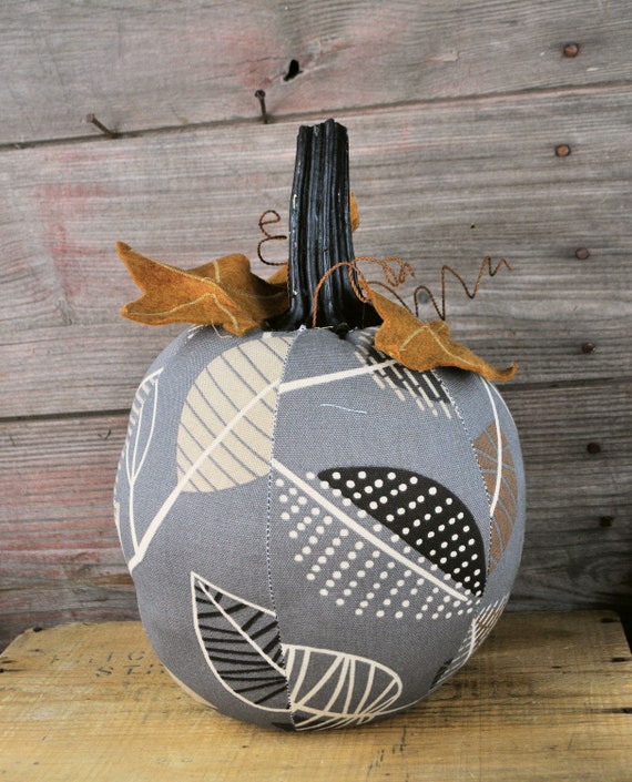 Farmhouse Style One-of-a-kind Dark Gray, Black & Antique White Pumpkin