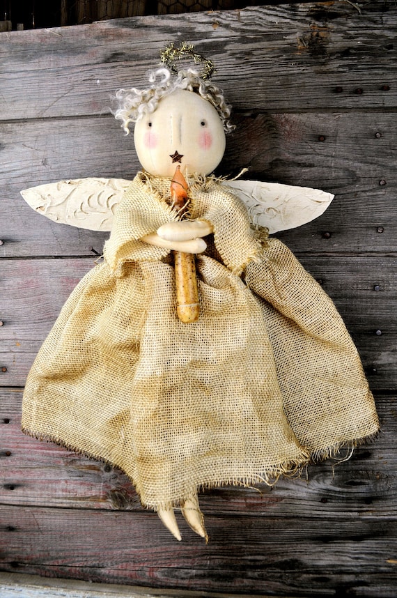 Primitive Christmas Angel "Gabby" with Candle