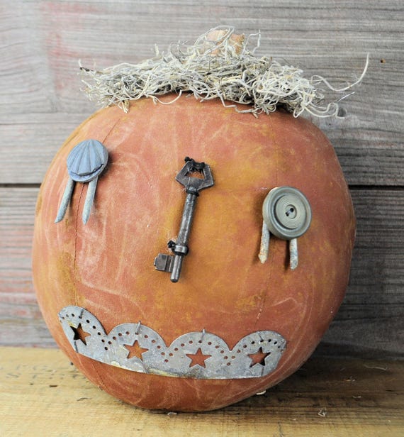 Prim One-of-a-kind Burnt Orange Jack-O-Lantern