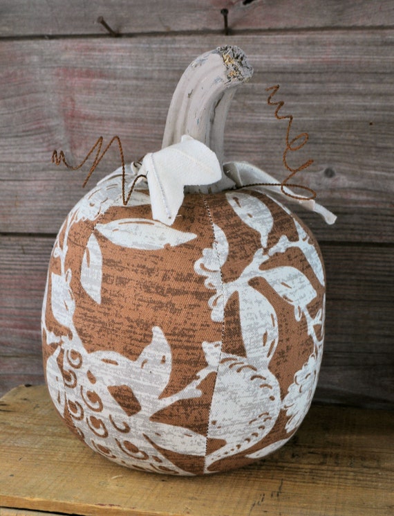 REDUCED! Farmhouse Style One-of-a-kind Rust & Cream Pumpkin