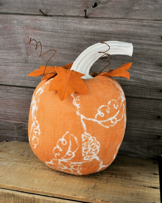 Farmhouse Style One-of-a-kind Orange & Antique White Pumpkin