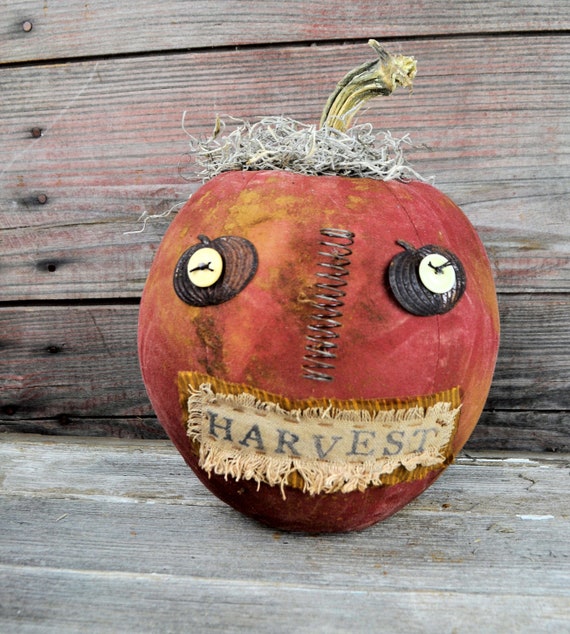 Prim One-of-a-kind Harvest Red Jack-O-Lantern