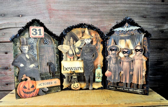 NEW! OOAK Tri-Fold Halloween Collage