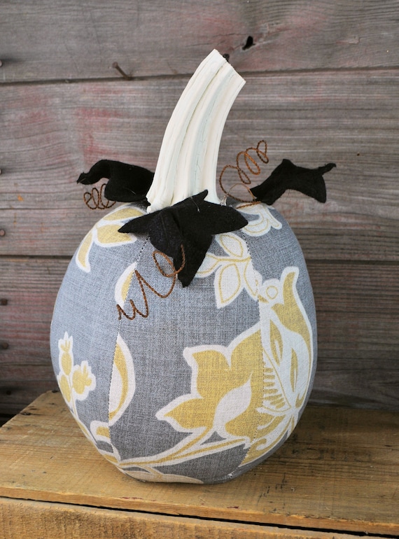 Farmhouse Style One-of-a-kind Gray, Antique White & Old Gold Pumpkin