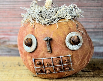 Prim One-of-a-kind Mini Burnt Orange Jack-O-Lantern